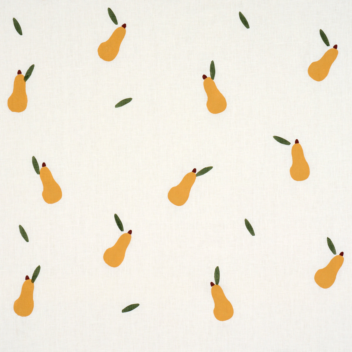 PEARS HAND BLOCK PRINT | Green And Ochre On White