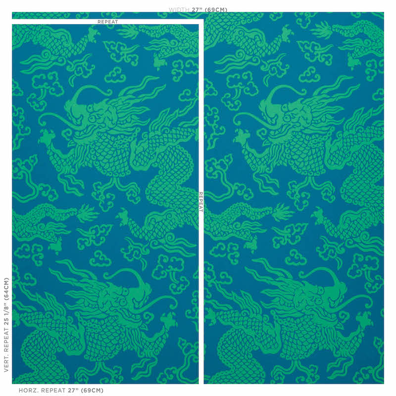 RUAN DRAGON DAMASK | Peacock