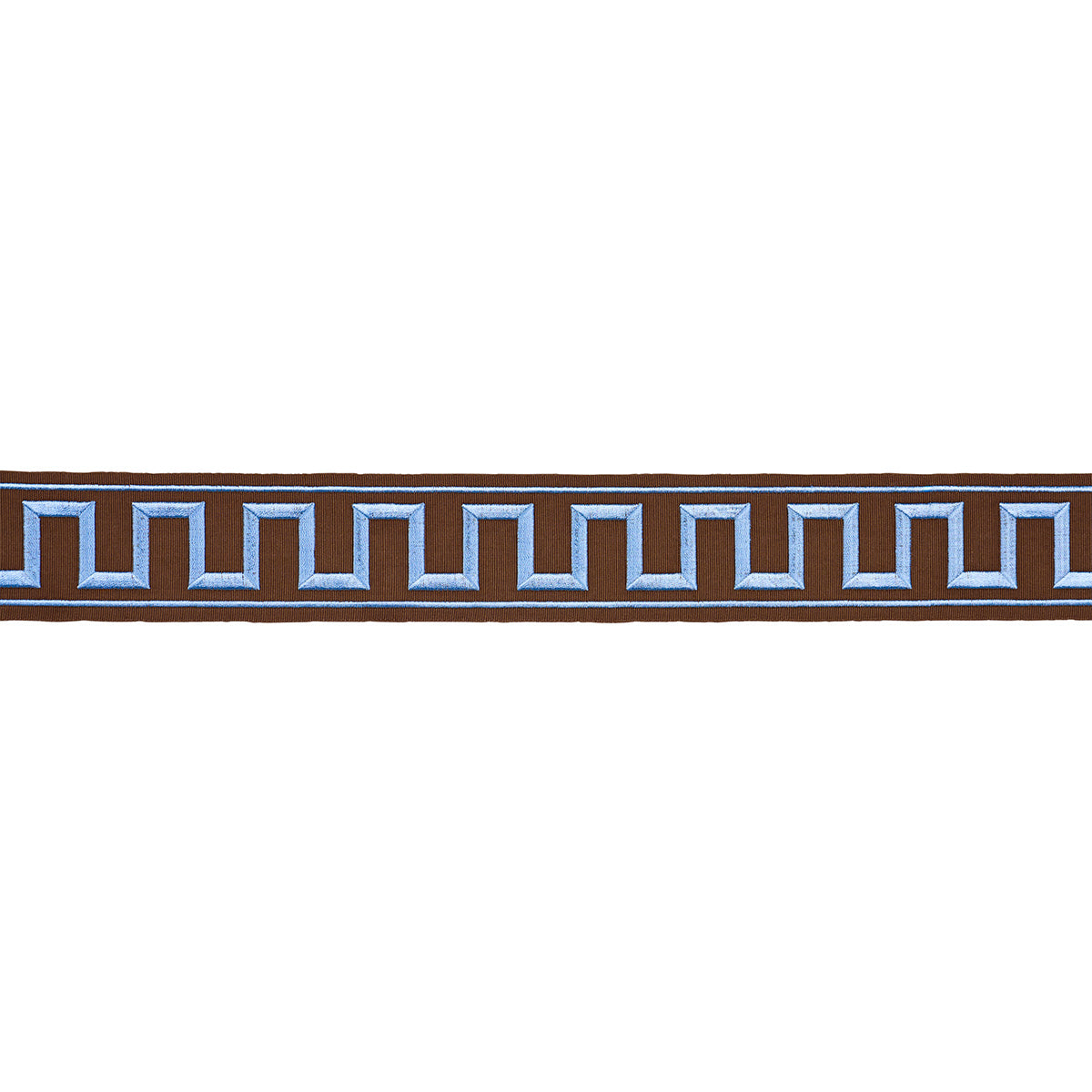 GREEK KEY EMBROIDERED TAPE | Blue On Brown