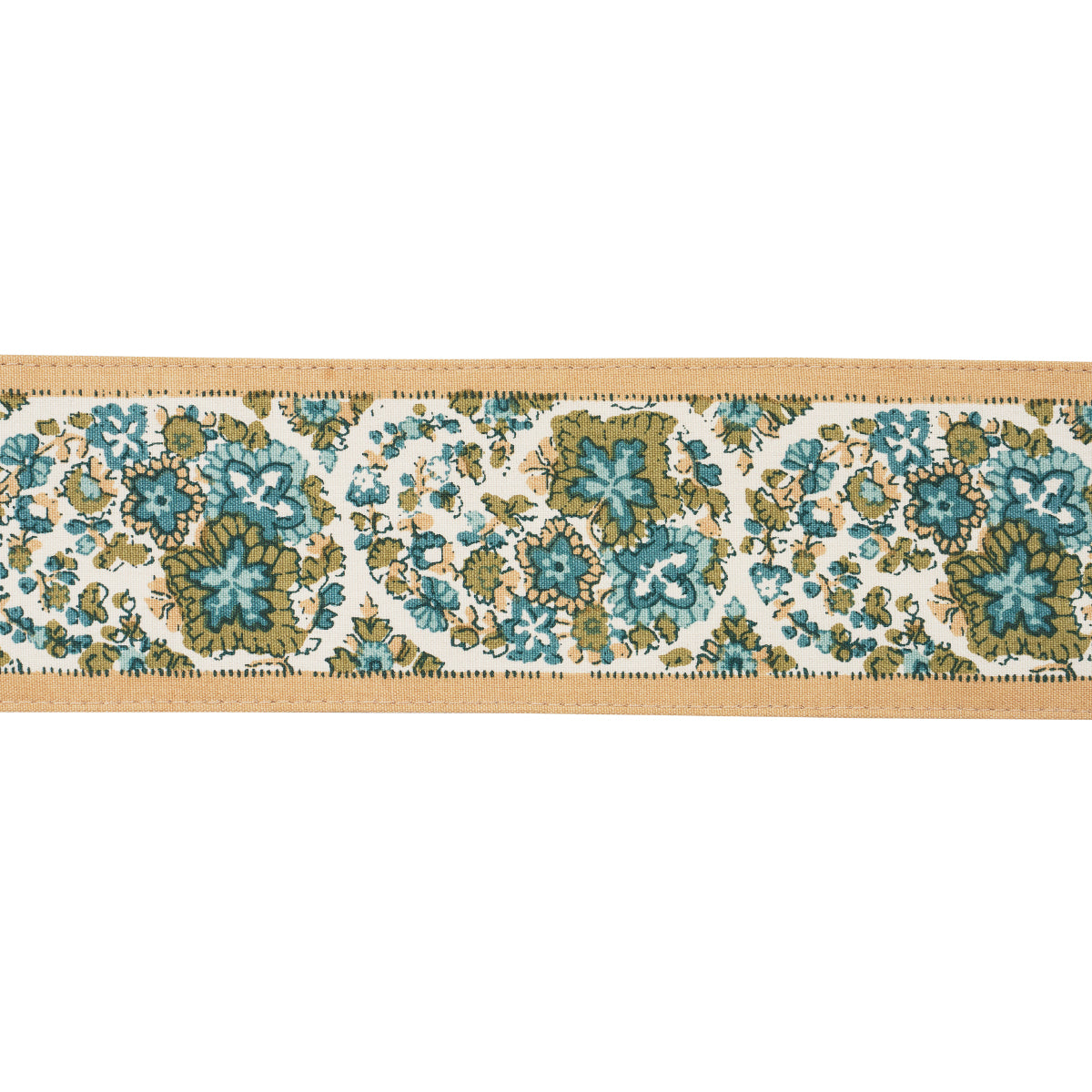 INES PAISLEY TRIM | Mineral & Teal