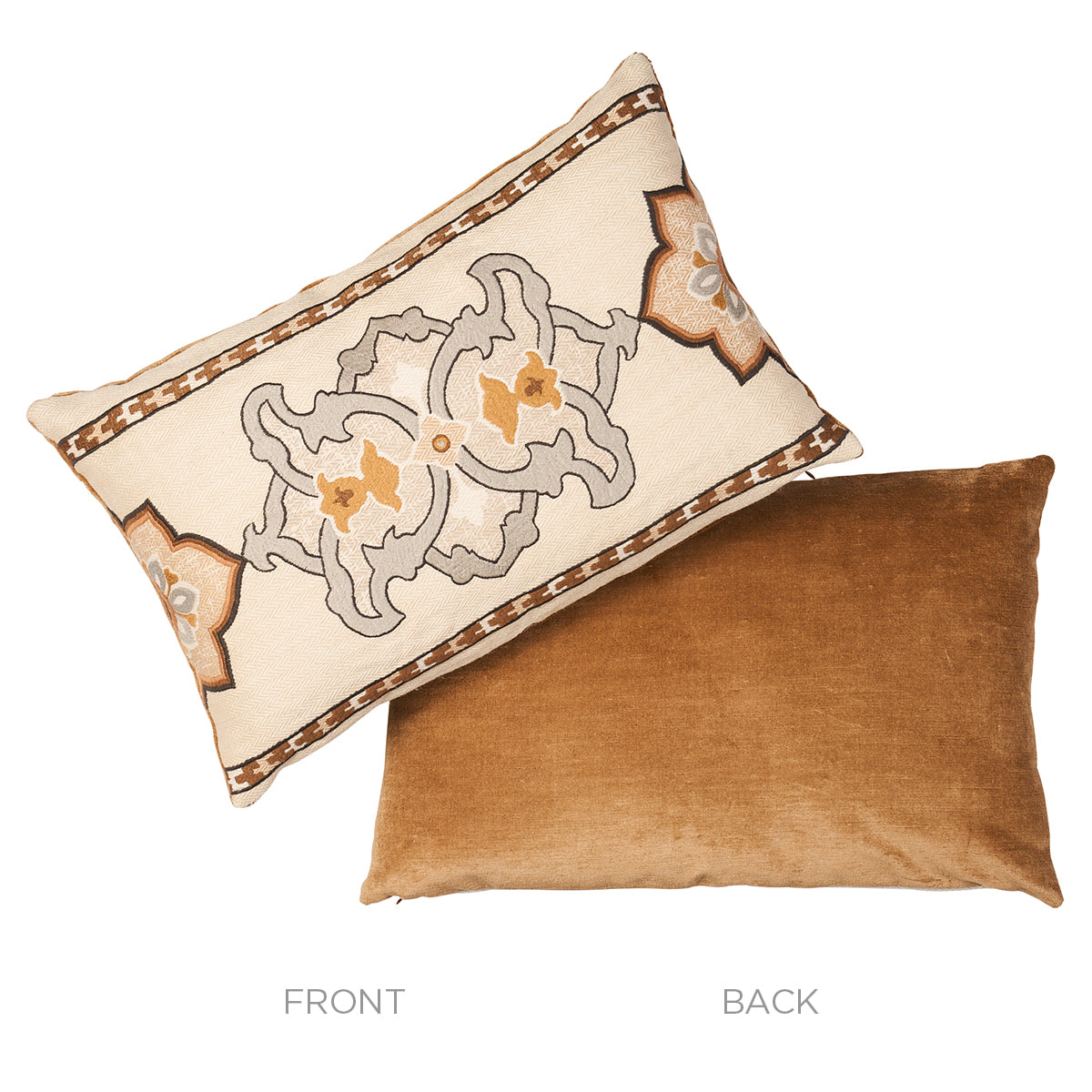 Temara Embroidered Print Pillow | Natural