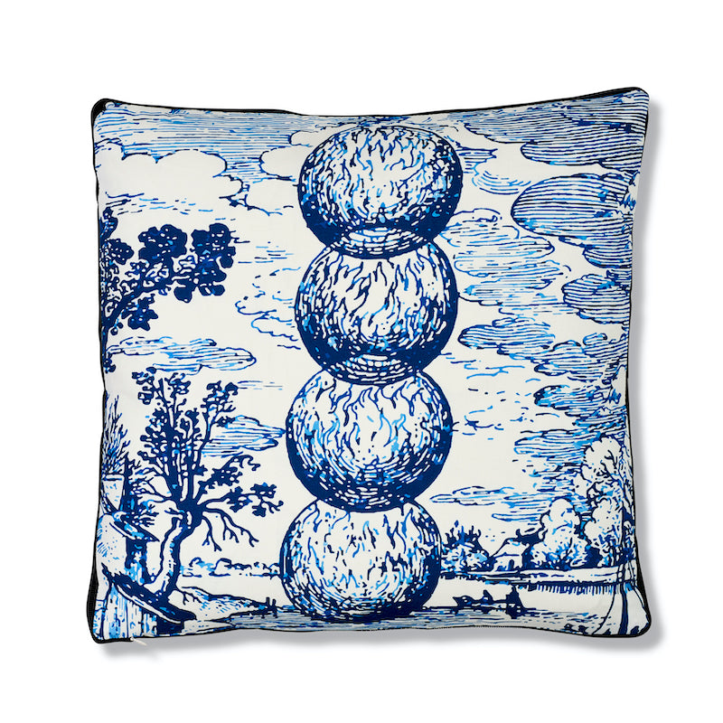 Modern Toile Box Pillow A | Indigo