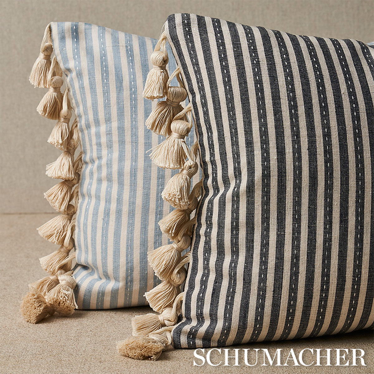 Mathis Ticking Stripe Pillow | Sky