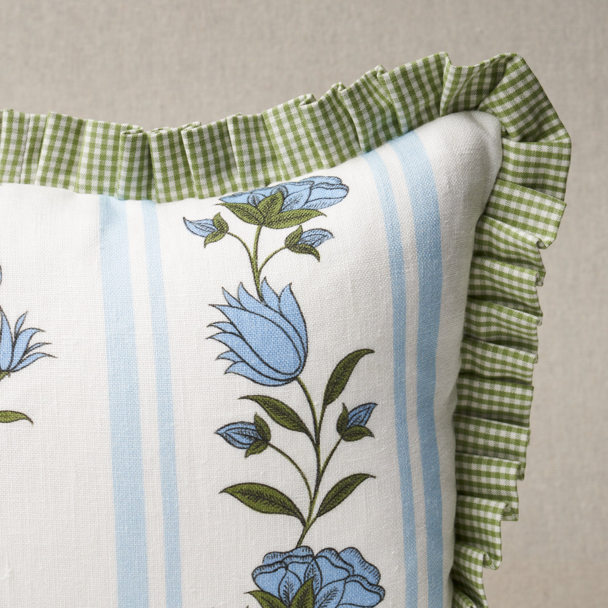 Royal Poppy Stripe Pillow | Sky