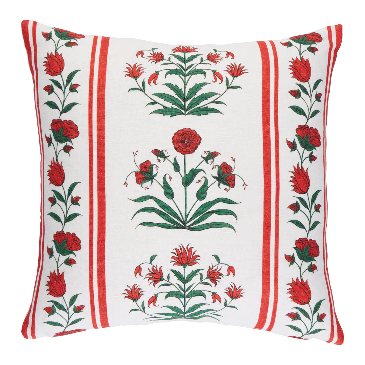 Royal Poppy Stripe Pillow | Red