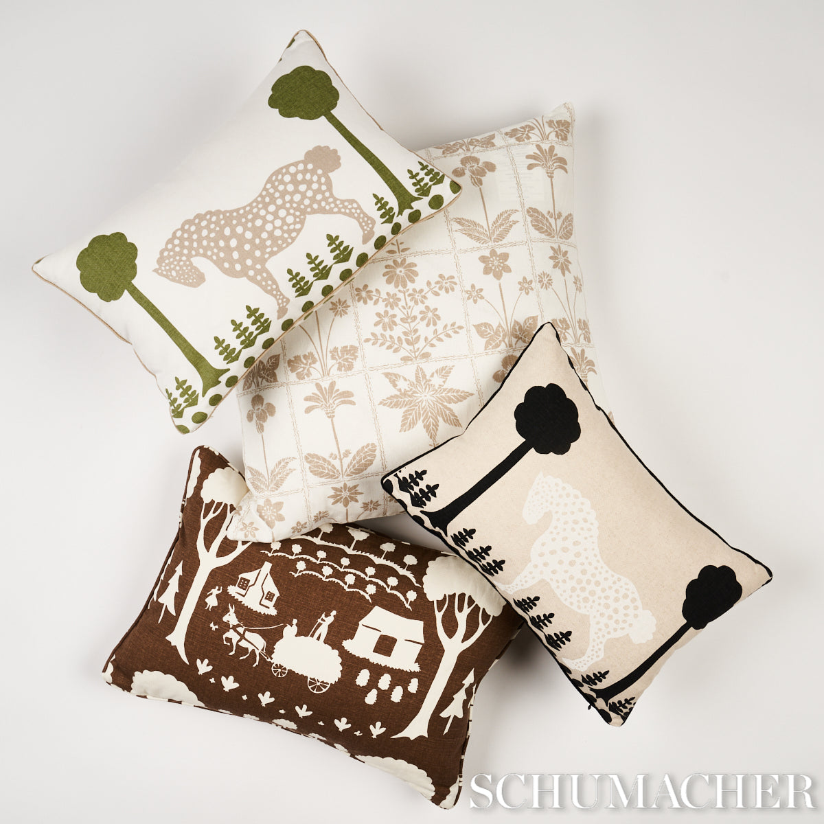 Polka Dot Pony Pillow | Olive