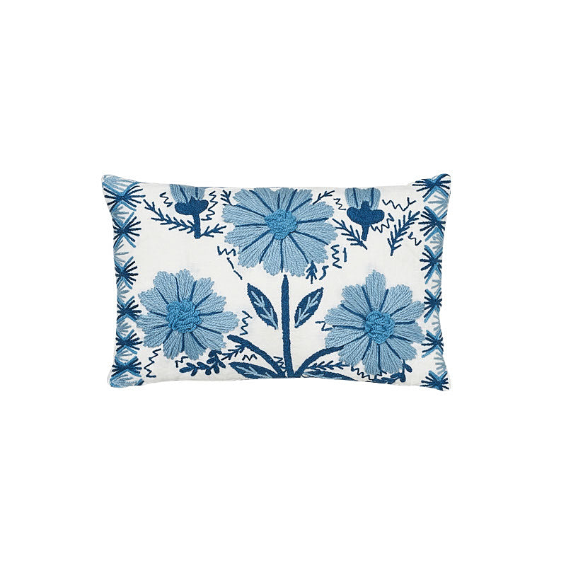 Marguerite Embroidery Pillow A | Sky