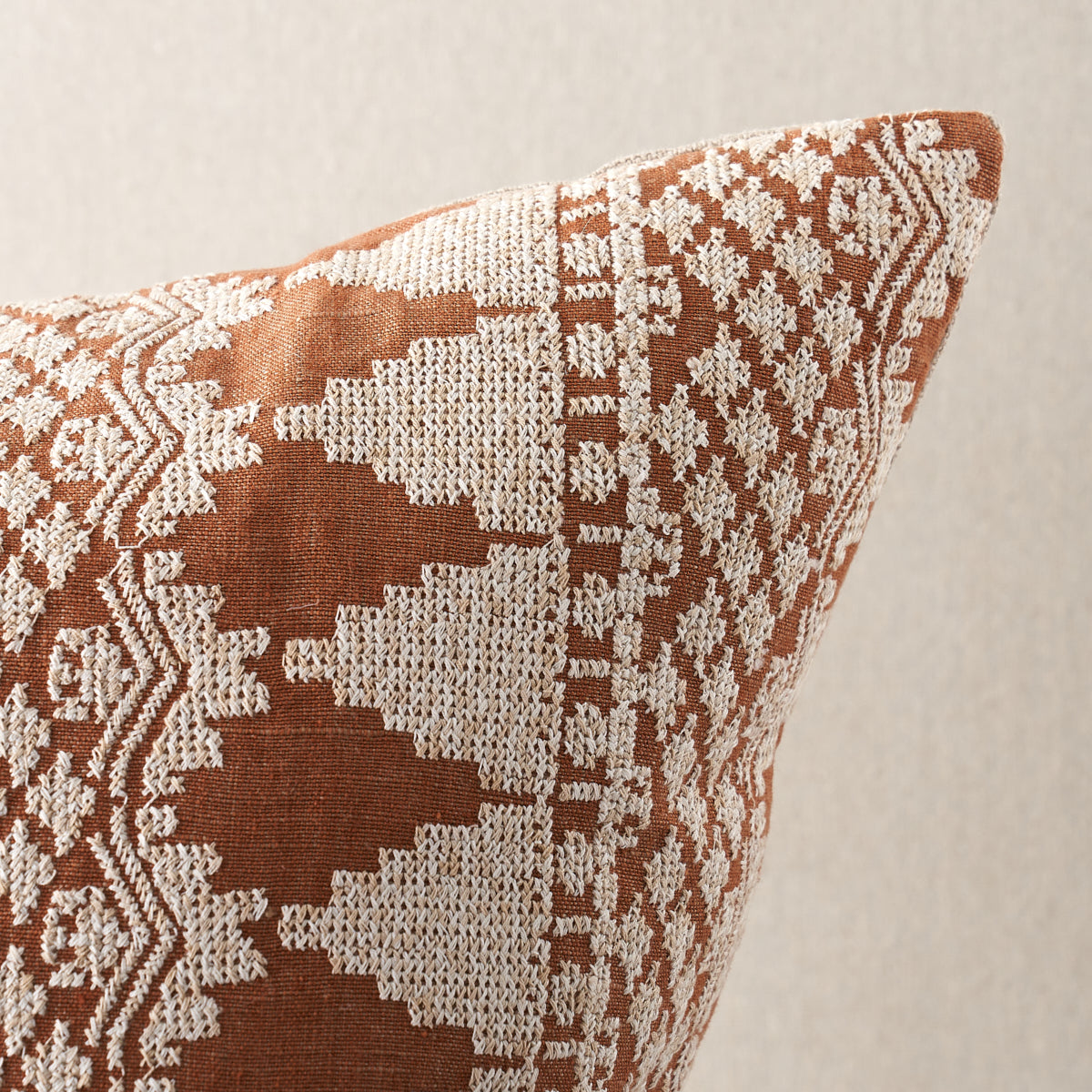 Wentworth Embroidery Pillow | Rust