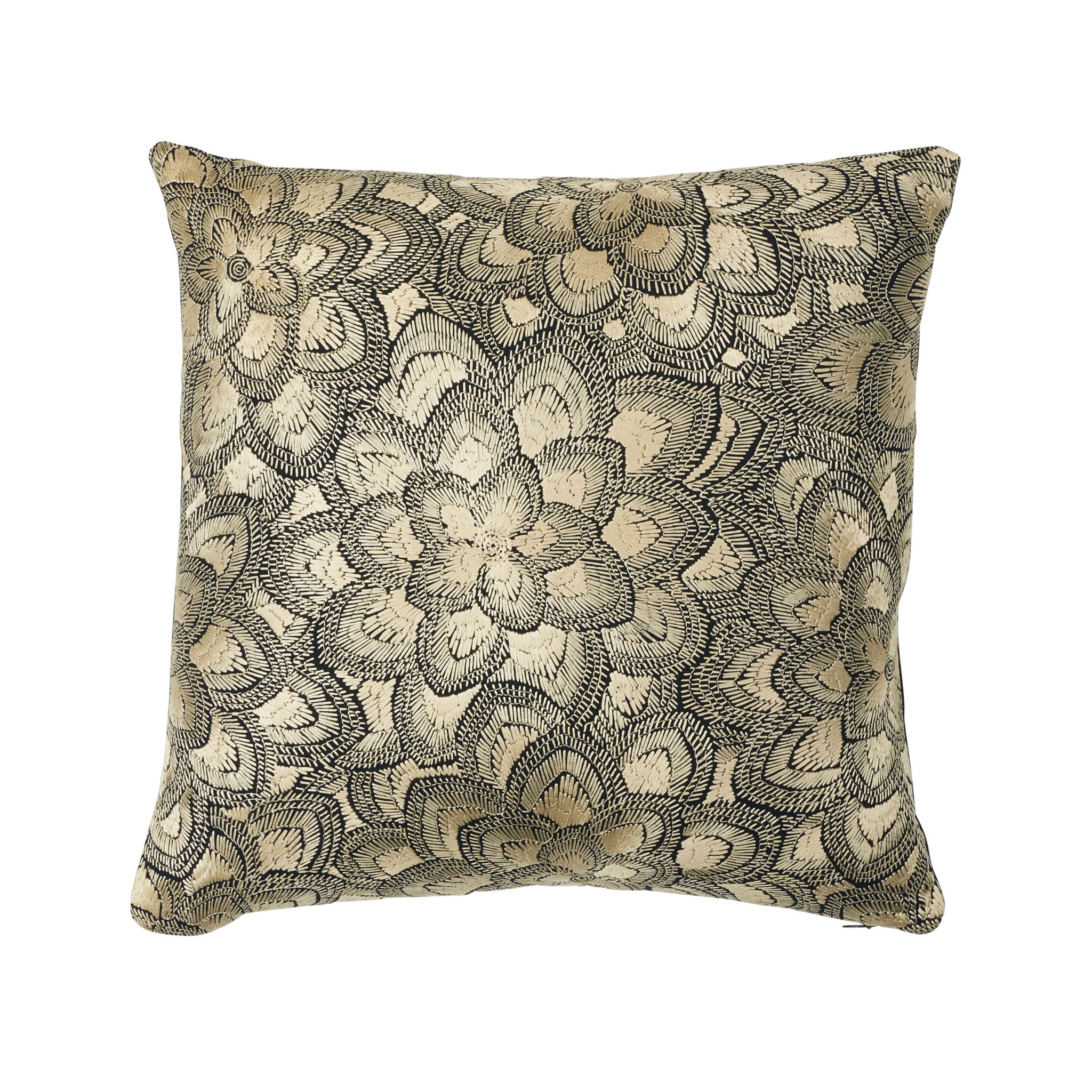 Lotus Embroidery Pillow | Gold