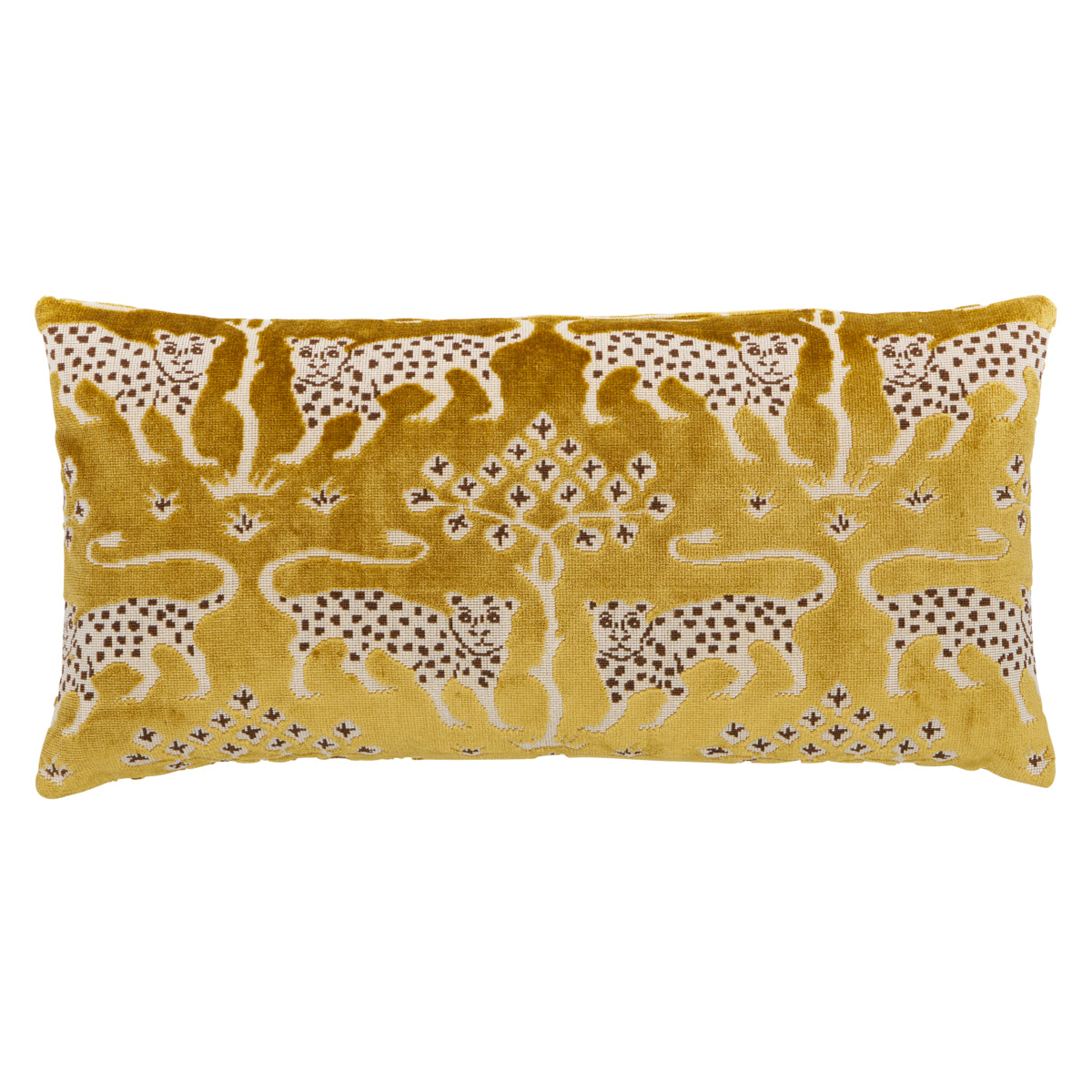 Woodland Leopard Velvet Pillow | Gold