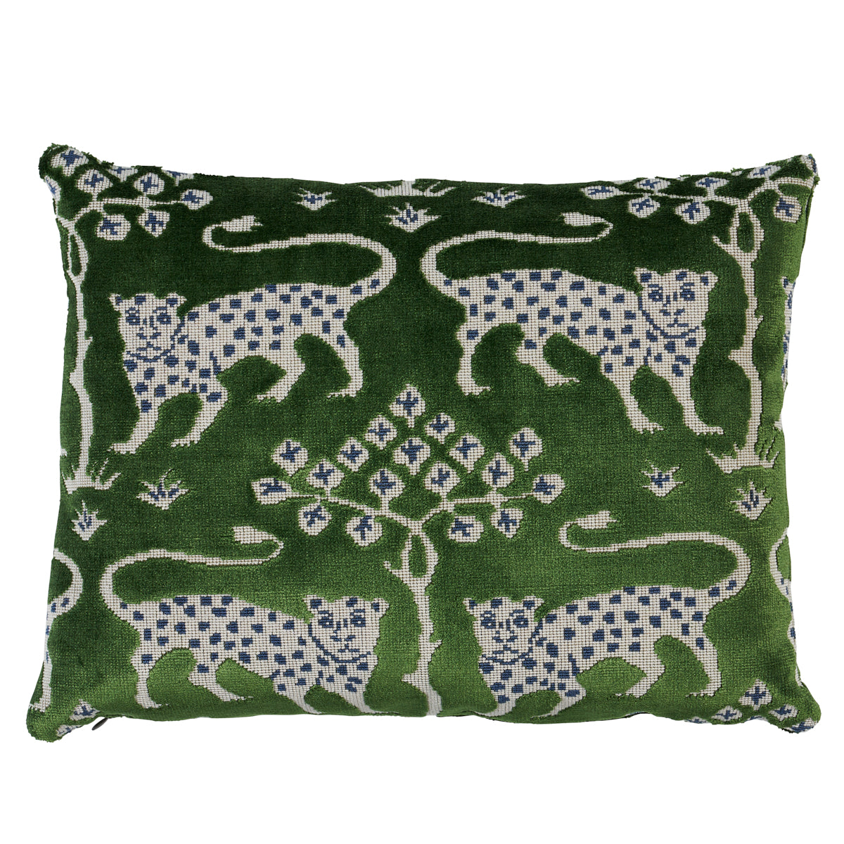 Woodland Leopard Velvet Pillow | Emerald