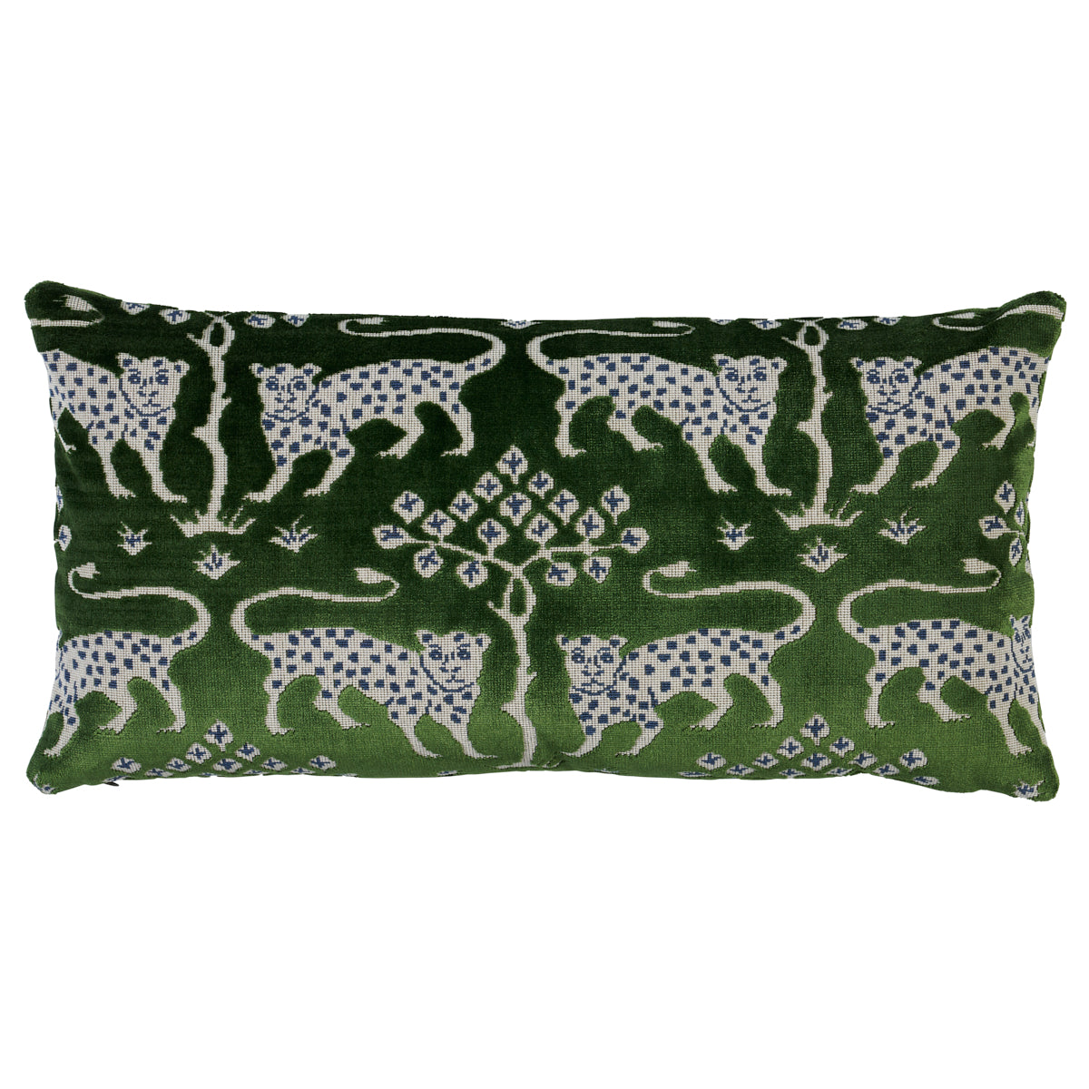 Woodland Leopard Velvet Pillow | Emerald