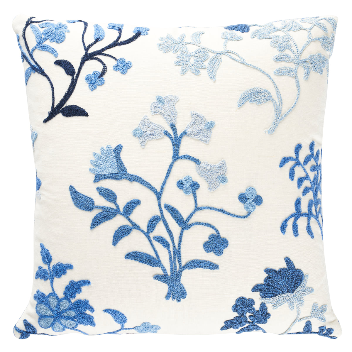 Raleigh Crewel Embroidery Pillow A | Cornflower