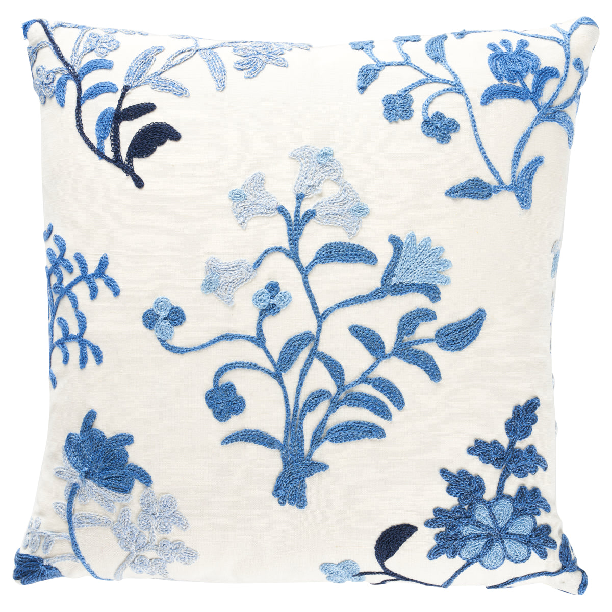 Raleigh Crewel Embroidery Pillow A | Cornflower