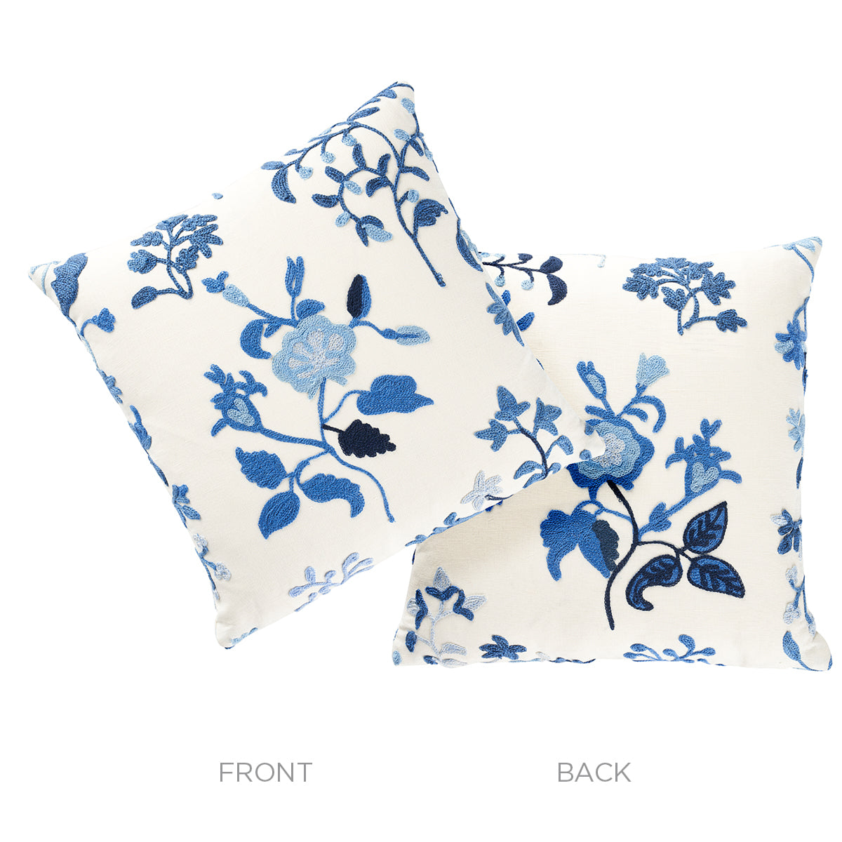 Raleigh Crewel Embroidery Pillow C | Cornflower