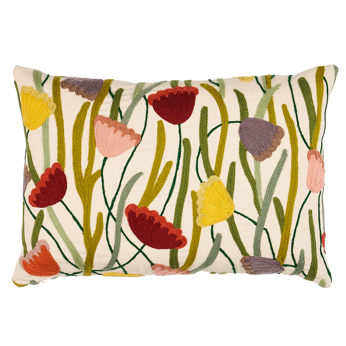 Deco Flower Embroidery Pillow | Multi