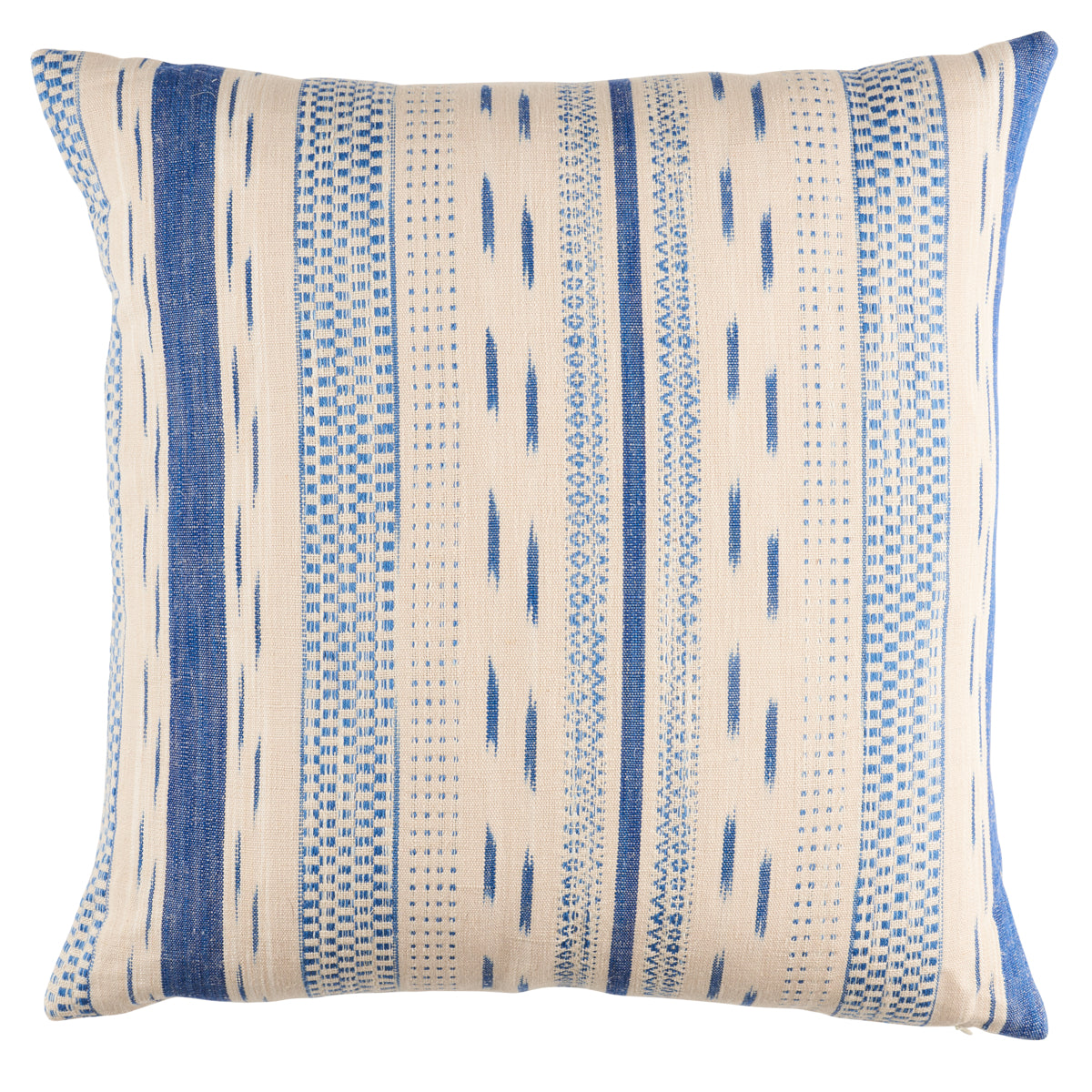 Mirza Ikat Stripe Pillow | Blue On Natural