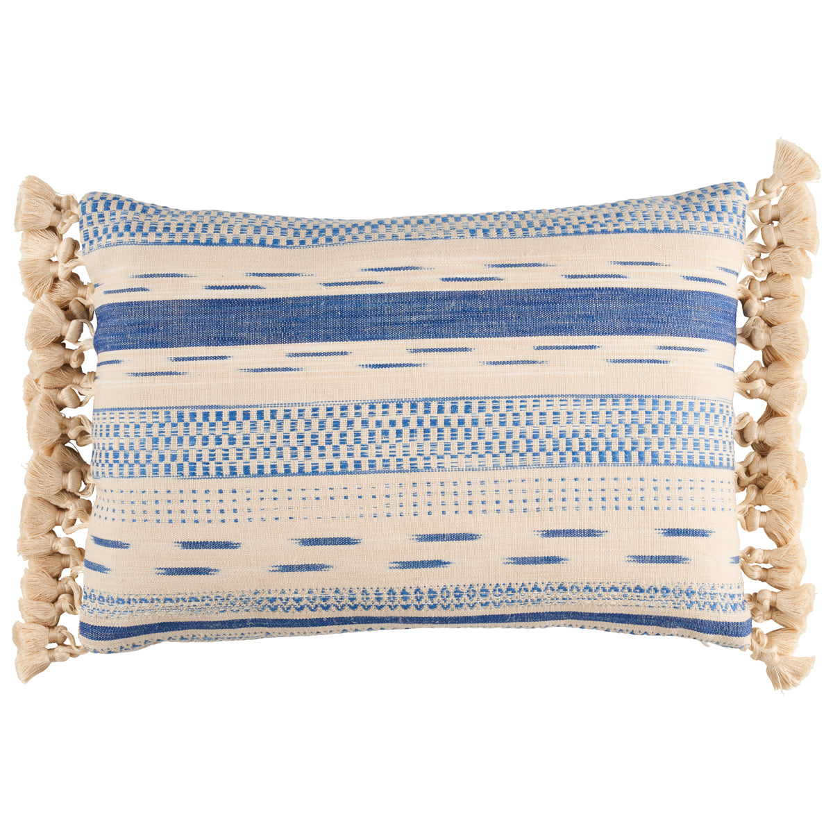 Mirza Ikat Stripe Pillow | Blue On Natural