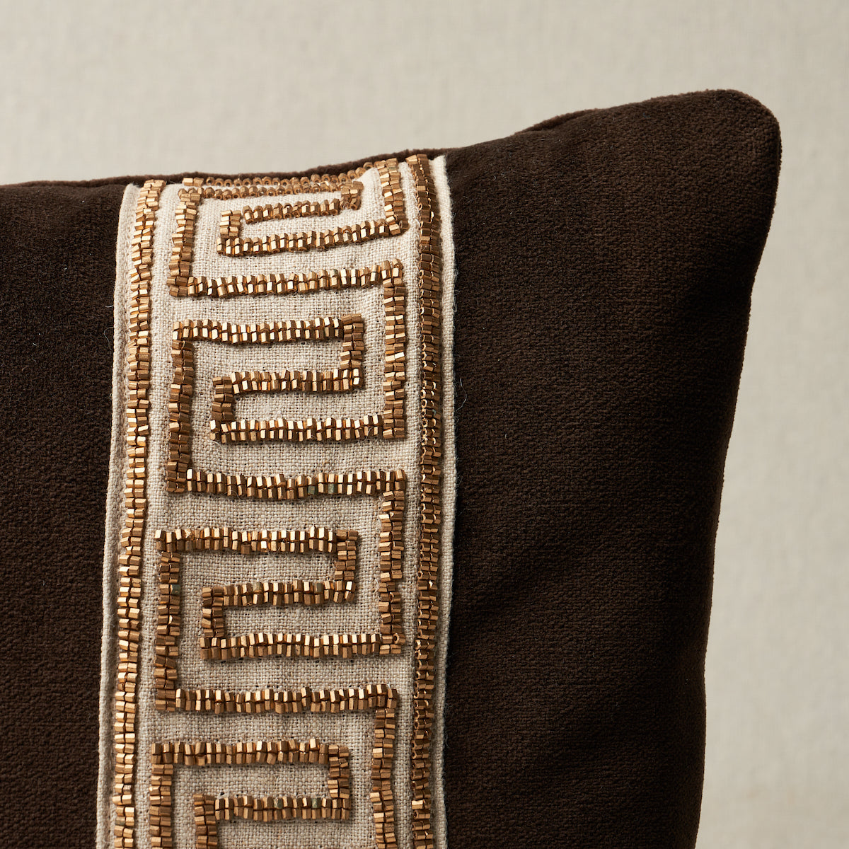 Delphi Beaded Tape Pillow | Espresso