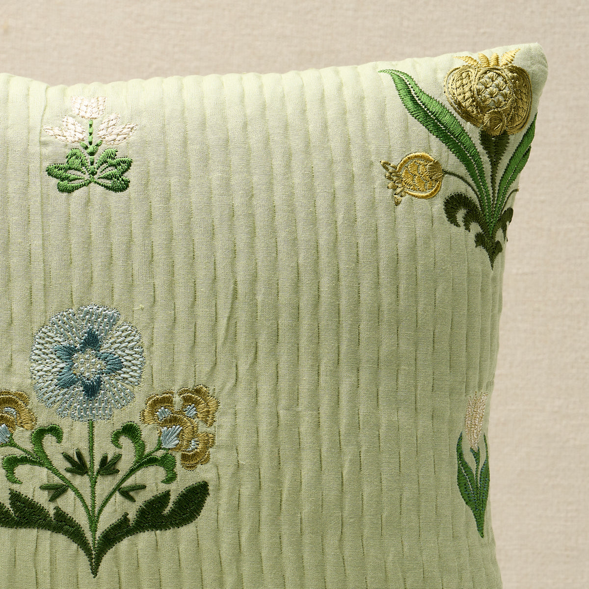 Elmslie Embroidery Pillow | Leaf