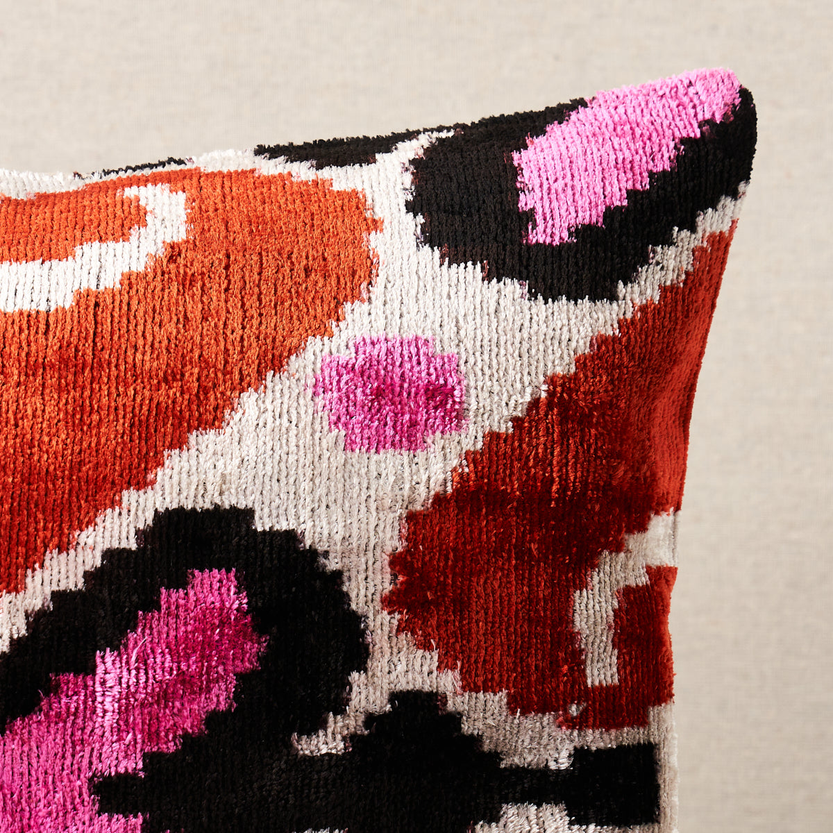 Adana Silk Velvet Pillow | Pink & Orange